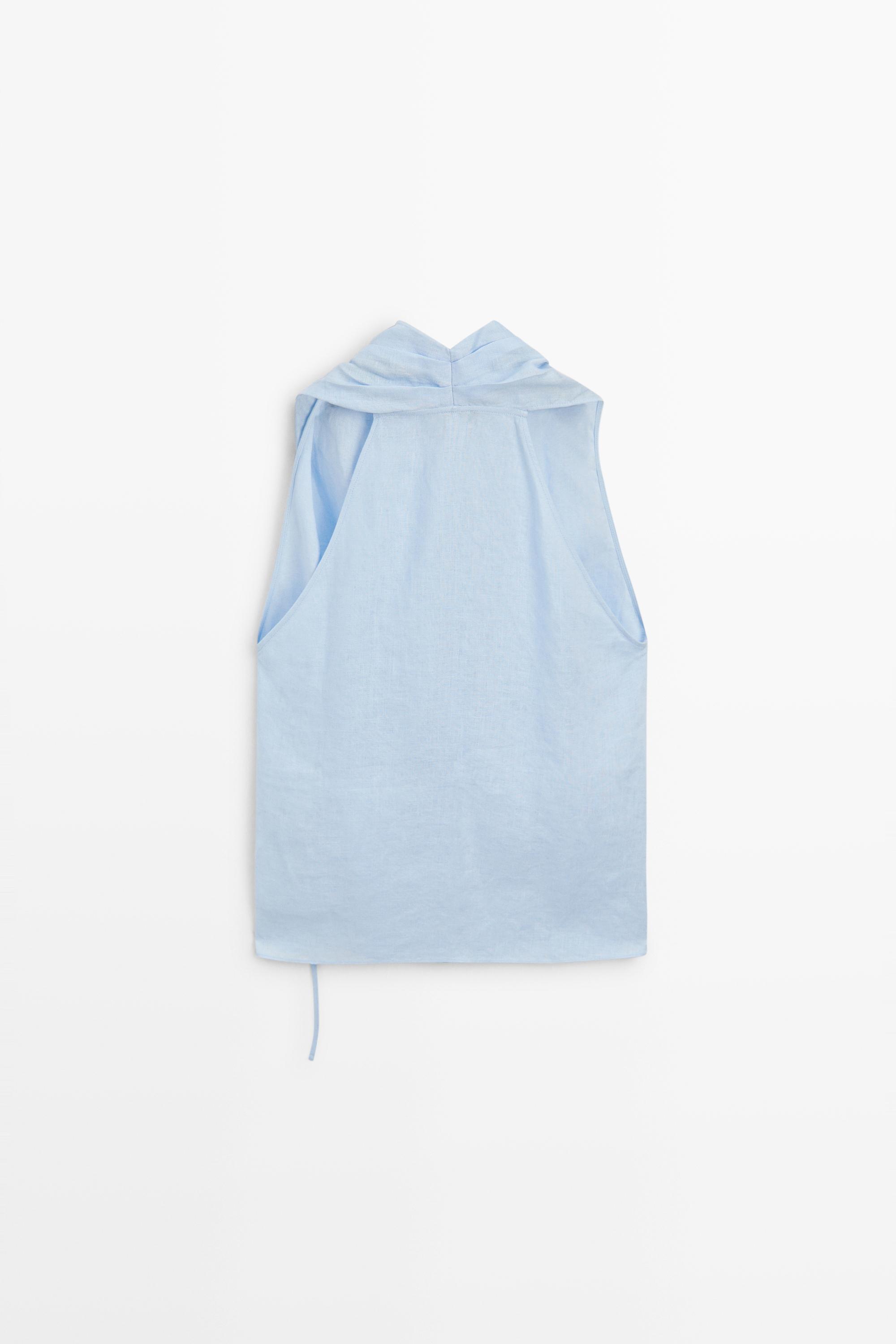 100% linen halter top with tie detail